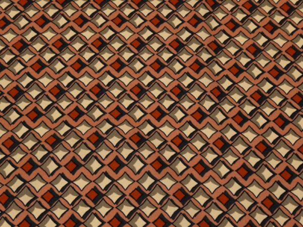 Stoffe Seide elast. ZickZack Quadrat terracotta-grün