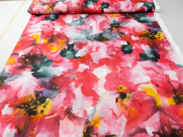 Stoff Baumwolle Voile Blumenaquarell pink – Bild 2