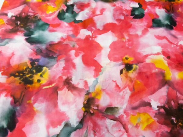 Stoff Baumwolle Voile Blumenaquarell pink