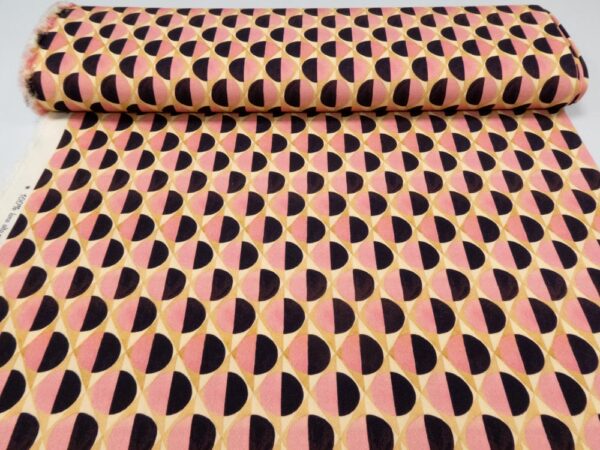 Stoff Wolljacquard el. dünn Kreise rosa-beige-schwarz – Bild 3