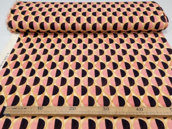 Stoff Wolljacquard el. dünn Kreise rosa-beige-schwarz – Bild 4