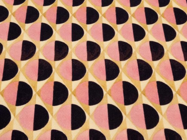 Stoff Wolljacquard el. dünn Kreise rosa-beige-schwarz