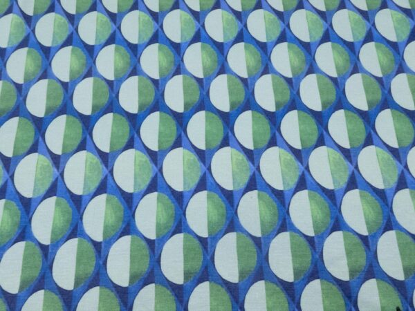 Stoff Romanit Jersey  Retro-Kreise grün-blau