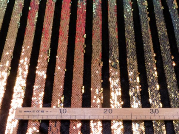 Stoff Pailletten-Samt Streifen gold schwarz – Bild 4
