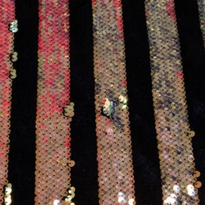 Stoff Pailletten-Samt Streifen gold schwarz