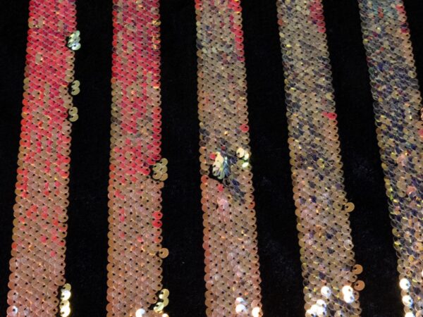 Stoff Pailletten-Samt Streifen gold schwarz