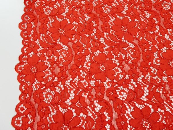 Stoff Spitze Blumen Italien Flame Scarlet – Bild 2