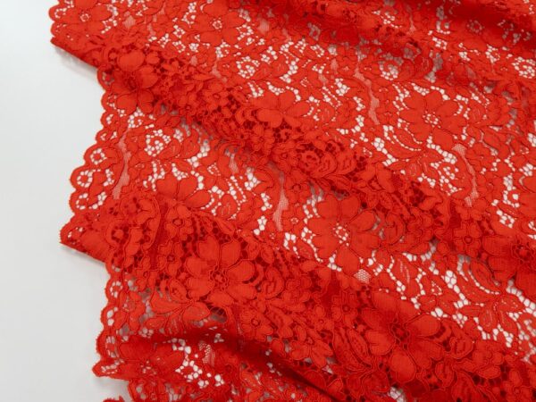 Stoff Spitze Blumen Italien Flame Scarlet – Bild 3