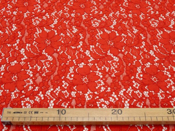 Stoff Spitze Blumen Italien Flame Scarlet – Bild 4