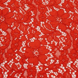 Stoff Spitze Blumen Italien Flame Scarlet