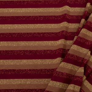 Stoff Jersey Streifen gold-rot-terracotta