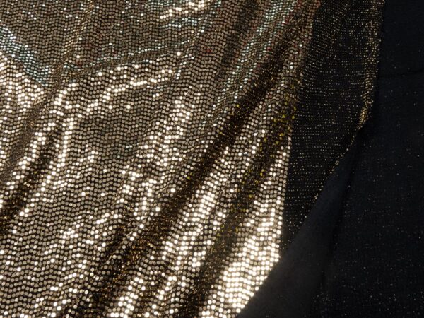 Stoff Pailletten Jersey schwarz gold – Bild 2