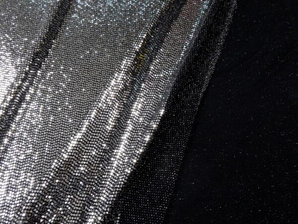 Stoff Pailletten Jersey schwarz silber – Bild 2