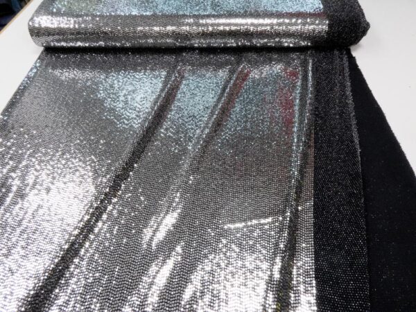 Stoff Pailletten Jersey schwarz silber – Bild 3