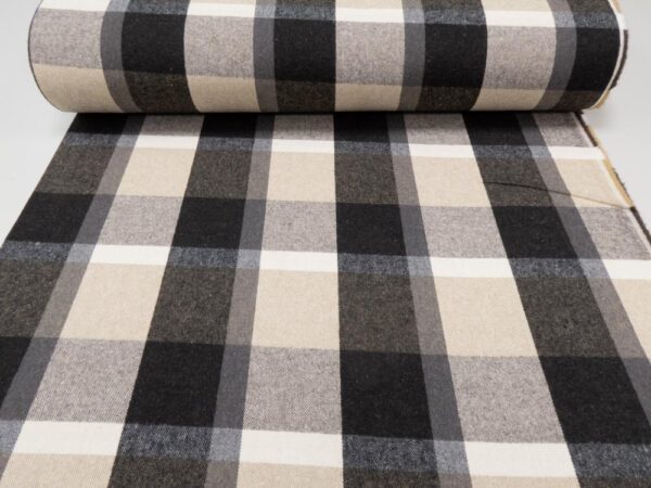 Stoff XXL Karos schwarz-grau-beige BW – Bild 3