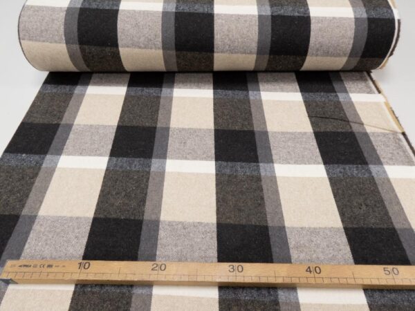 Stoff XXL Karos schwarz-grau-beige BW – Bild 4