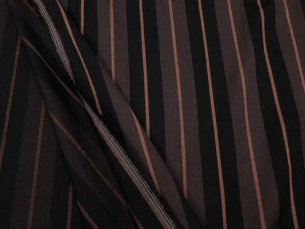 Stoff Lyocell-Viskose EA Twill Mafia Streifen braun-schwarz-rosa – Bild 2