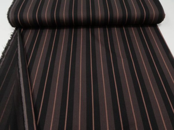 Stoff Lyocell-Viskose EA Twill Mafia Streifen braun-schwarz-rosa – Bild 3