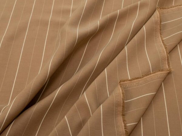 Stoff Lyocell-Leinen Streifen milchkaffee-beige – Bild 2
