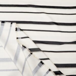 Stoff Viskose-PL Offwhite mit schwarzen Streifen
