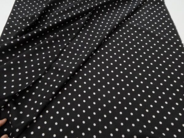 Stoff Wollmousseline Punkte schwarz-weiss – Bild 2