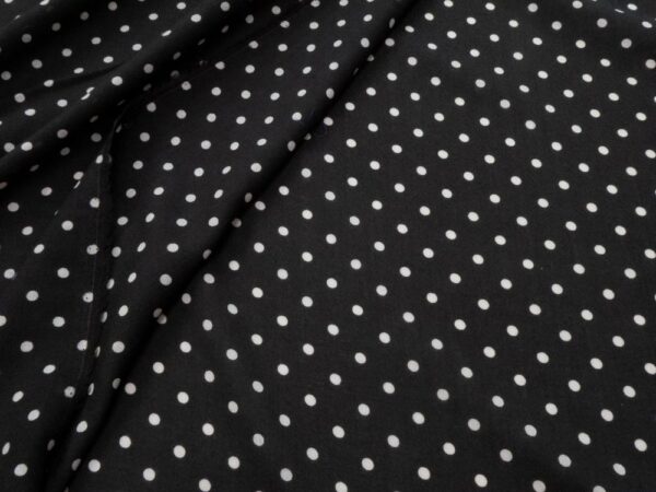 Stoff Wollmousseline Punkte schwarz-weiss