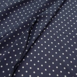Stoff Wollmousseline Punkte blau-weiss