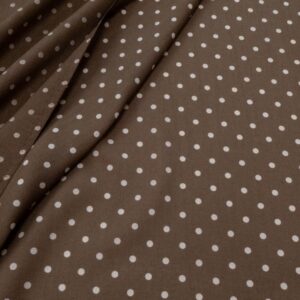 Stoff Wollmousseline Punkte braun-weiss