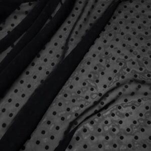 Stoff PL Ausbrenner Chiffon Punkte schwarz