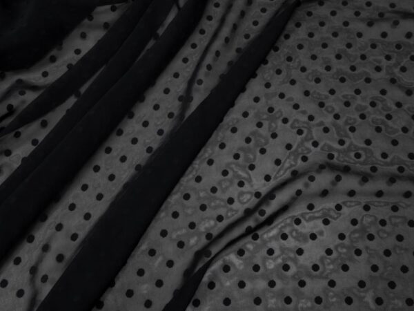 Stoff PL Ausbrenner Chiffon Punkte schwarz