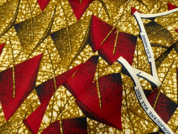 Stoff Doppelseitiger Wax rote Dreiecke auf goldbeige – Bild 2