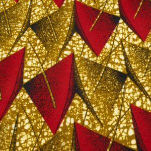 Stoff Doppelseitiger Wax rote Dreiecke auf goldbeige