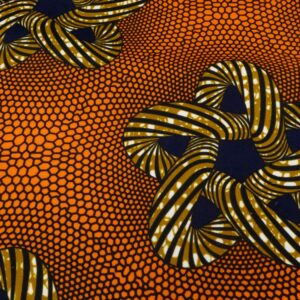 Stoff Doppelseitiger Wax Schlangenblumen auf Wabenmuster orange