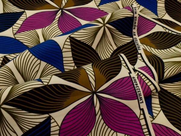 Stoff Doppelseitiger Wax Blätterblumen blau-magenta – Bild 2