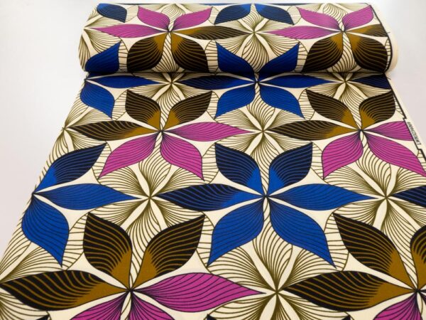 Stoff Doppelseitiger Wax Blätterblumen blau-magenta – Bild 3