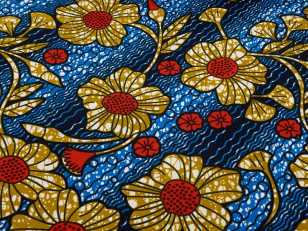 Stoff Doppelseitiger Wax beige Blumen im Wasser – Bild 2