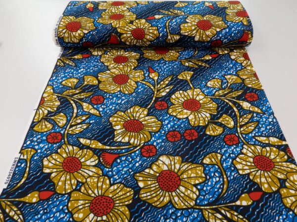Stoff Doppelseitiger Wax beige Blumen im Wasser – Bild 4