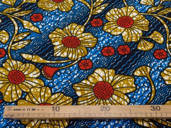 Stoff Doppelseitiger Wax beige Blumen im Wasser – Bild 5