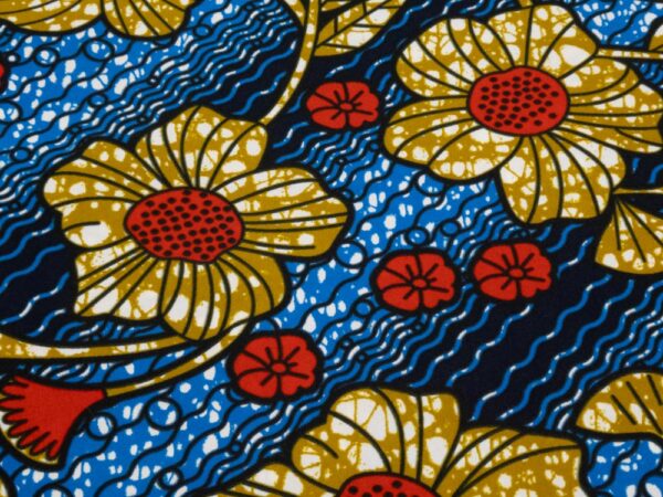 Stoff Doppelseitiger Wax beige Blumen im Wasser