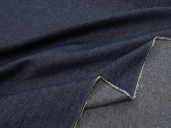 Stoff Baumwolle-Leinen Denim blau meliert – Bild 2