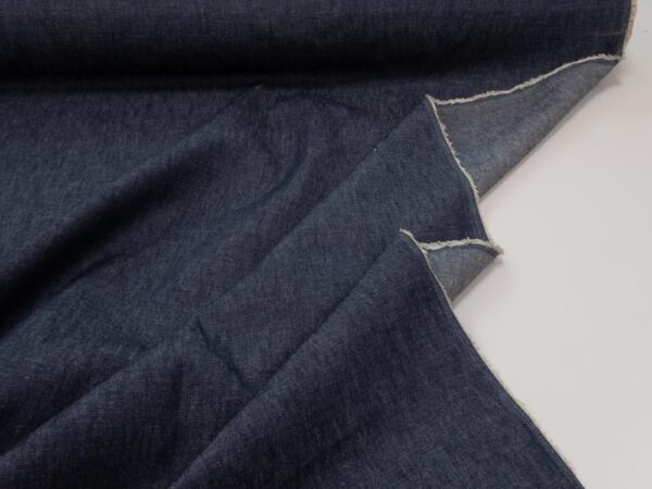 Stoff Baumwolle-Leinen Denim blau meliert – Bild 3