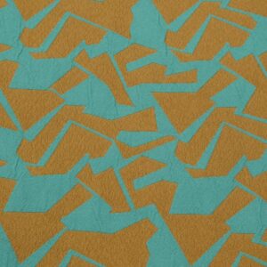 Stoff Jacquard grafisch türkis-sand