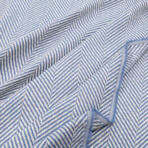 Stoff Baumwolle Fischgrat XXL hellblau-beige