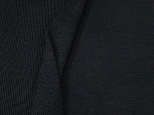 Stoff Merino -Strick extrafein Interlock schwarz – Bild 2