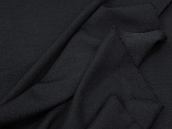 Stoff Merino -Strick extrafein Interlock schwarz