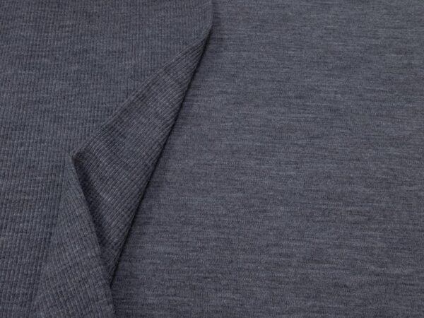 Stoff Merino -Strick extrafein Interlock dunkelgrau meliert – Bild 3