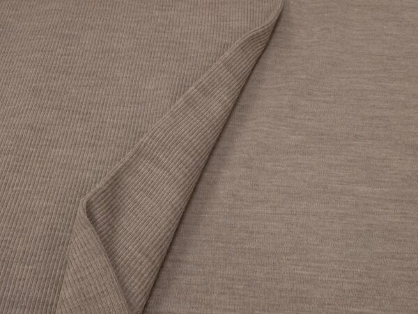 Stoff Merino -Strick extrafein Interlock beige meliert – Bild 2