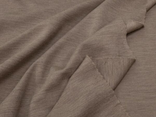 Stoff Merino -Strick extrafein Interlock beige meliert – Bild 3