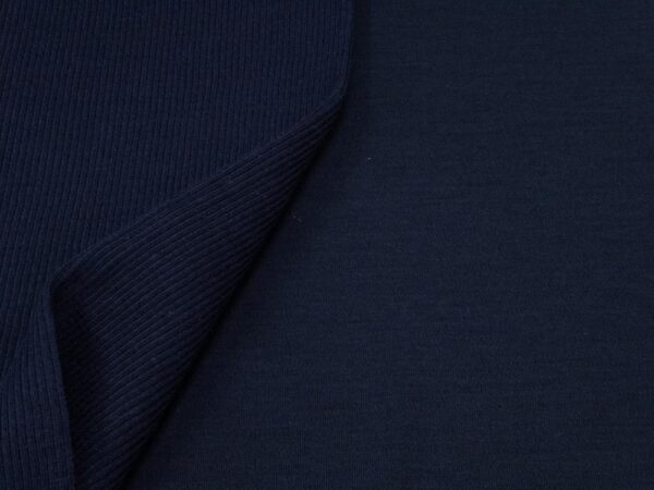 Stoff Merino -Strick extrafein Interlock nachtblau – Bild 2