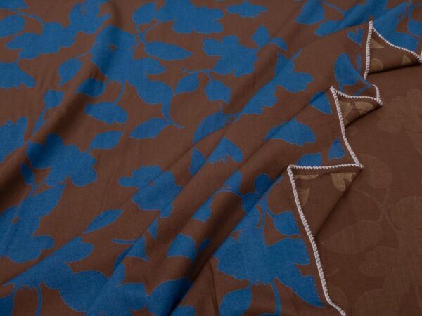 Stoff Viskosedruck Blumen blau-braun – Bild 2